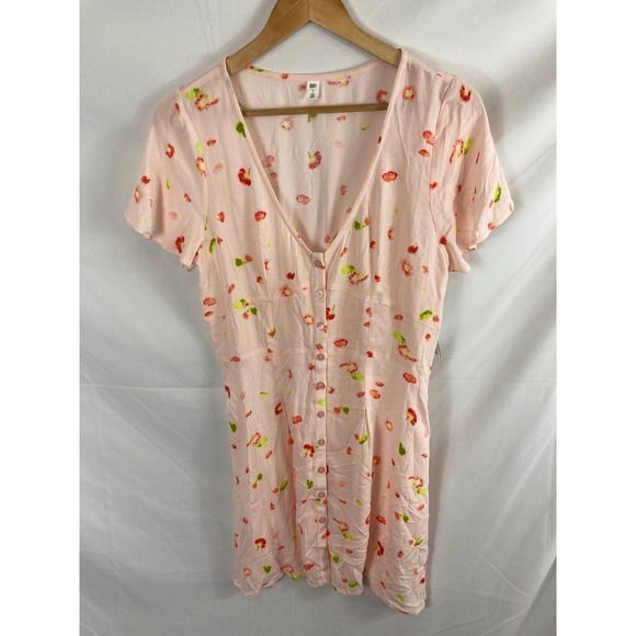 4/$25 NWT BP. Print Flutter Sleeve Skater Dress In Pink- Red Petal Patter small - Picture 2 of 2